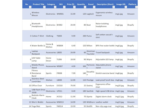 do amazon and shopify product data entry professionally